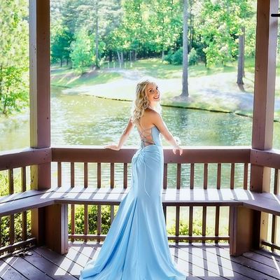 Sexy Mermaid Spaghetti Straps V Neck Blue Long Prom Evening Dresses with Cross Back