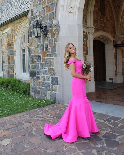 Mermaid Off the Shoulder Satin Long Prom Evening Dresses with Beading