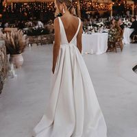 Gorgeous Fashion V Neck Satin Wedding Dresses with Split - Thumbnail 3