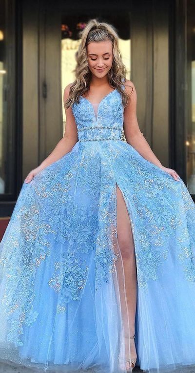 SP1510,V-Neck Appliques A-Line Dresses,Evening Dress Prom Gowns,Formal Women Dress,Prom Dress