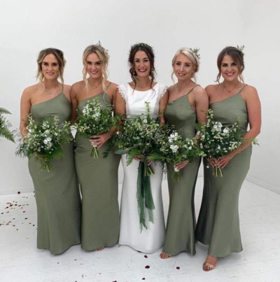 Simple One Shoulder Sage Bridesmaid Dresses Under 100
