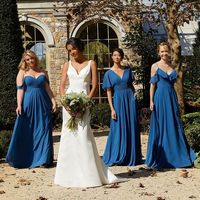 A-Line Mismatched Chiffon Long Bridesmaid Dresses - Thumbnail 1