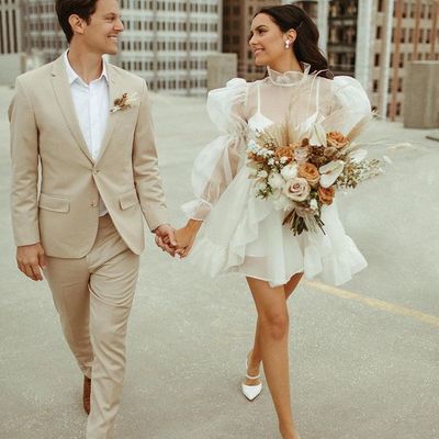 Princess a-line long sleeve little white wedding dresses - Thumbnail 3