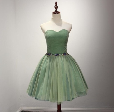 Sage Short Homecoming Dresses with Colorful Rhinestones