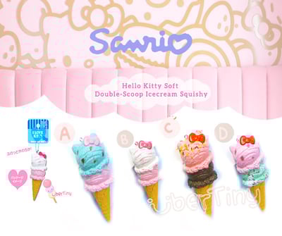 Rare Sanrio HK Double-scoop Ice cream Bow Squishy (Licensed)