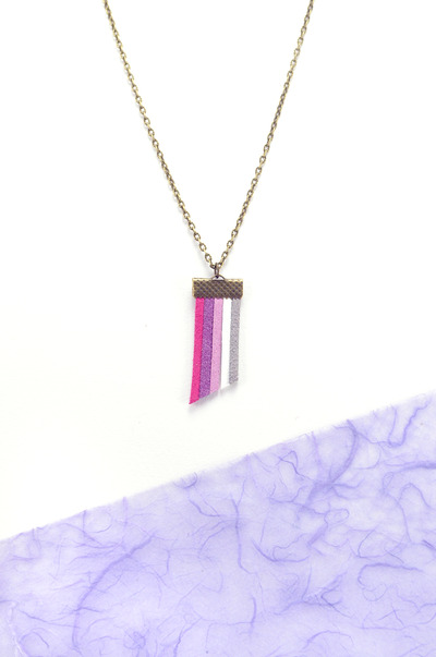 Ombre Purple Geometric Fringe Necklace