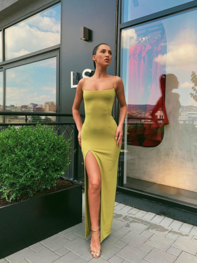 Simple Long prom Dress with side slit