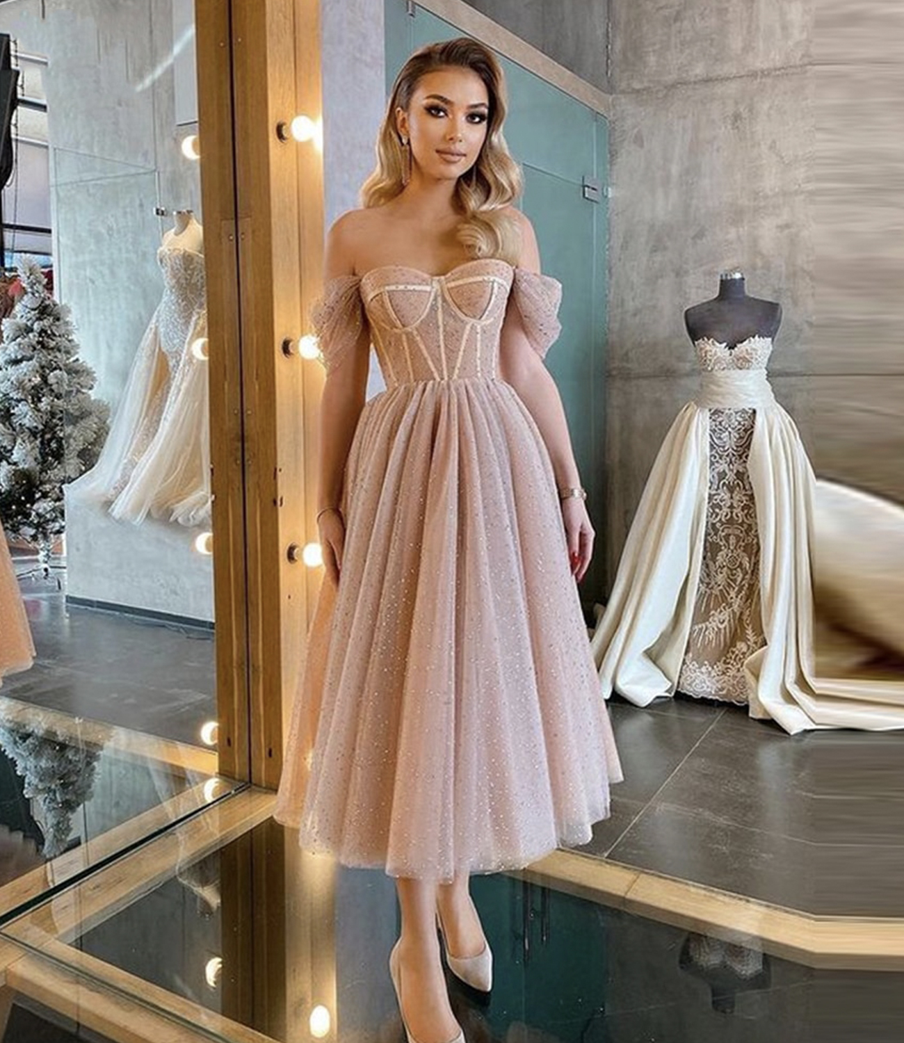 Cute tulle short A line prom dress homecoming dress