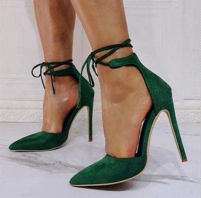 Lace-up sexy ultra-fine high-heeled pointed-toe women's single shoes S-505