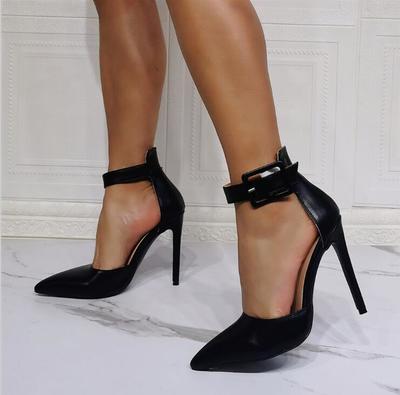 Black ultra-fine high-heeled women's single shoes S-542