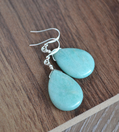 Amazonite Drop Stone Earrings, Aqua