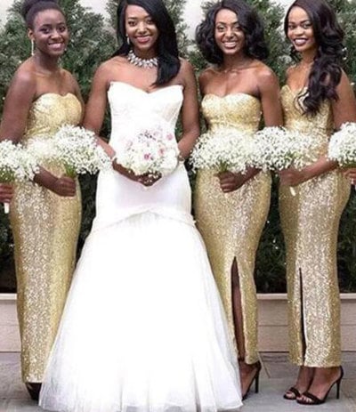 Sweetheart Bridesmaid Dresses Slit Ankle Length