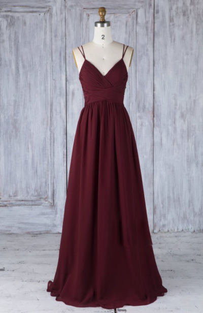 Burgundy A Line Prom Dress Burgundy Bridesmaid dress
