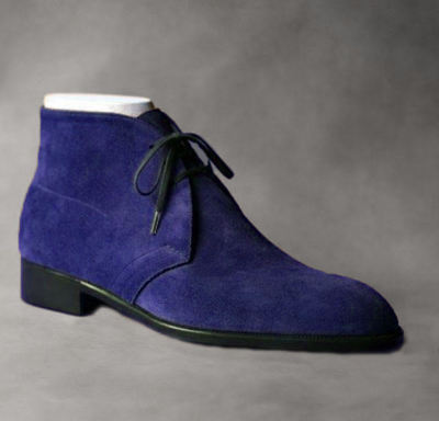 Classic Customize Handmade Navy Blue Chukka Suede Boot