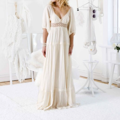Simple boho wedding dress,beach wedding dress,chiffon bridal dress,simple bridal dress,542