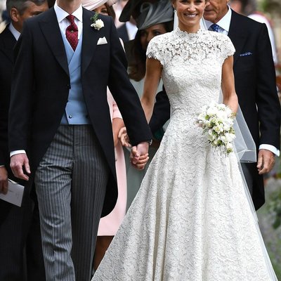 Vintage a-line high neck cap sleeve lace wedding dresses - Thumbnail 3