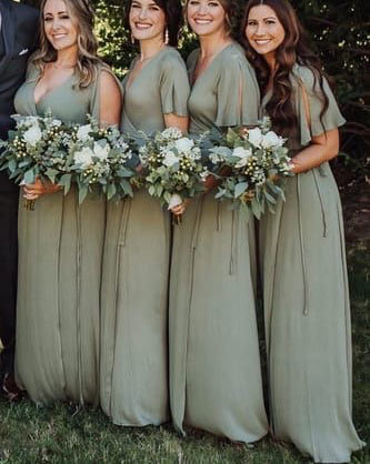 V Neck Bridesmaid Dresses Floor Length