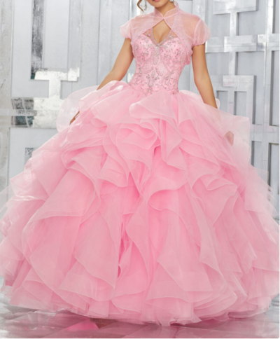 Crystal Beaded Bodice with Flounced Organza Ball Gown Skirt Quinceanera Dresses Sweet 16 Party Dresses,1065