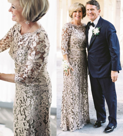A Line Lace Mother of the Bride Dresses 3/4 Sleeves