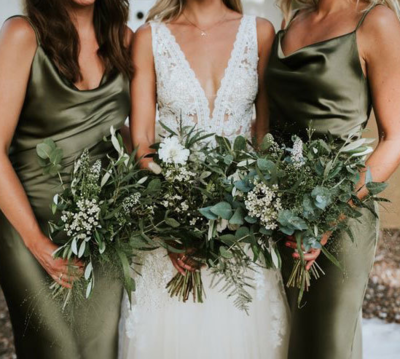 Simple Cowl Neck Olive Green Bridesmiad Dresses