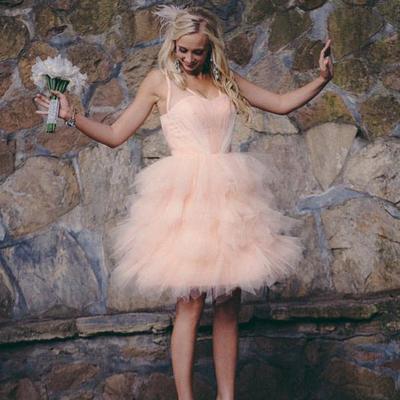 Cute a-line v neck light pink short homecoming dresses - Thumbnail 4