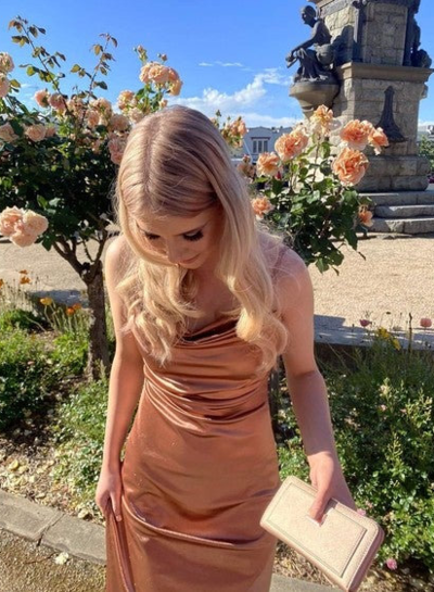 Sexy A Line Satin Prom Dresses with Slit