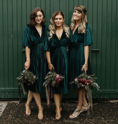 Tea Length V Neck Short Bridesmaid Dresses