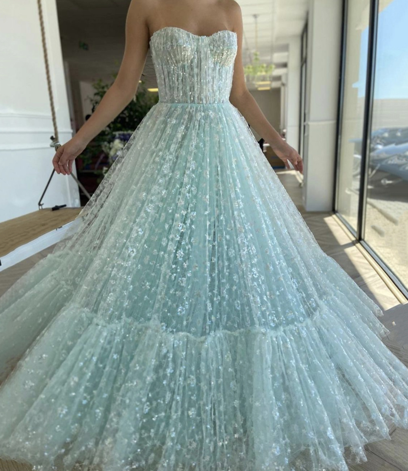 Cute tulle sequins short prom dress party dress