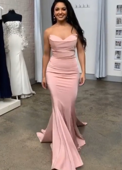 Mermaid Strapless Sweetheart Blush Evening party Dresses
