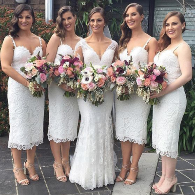 Elegant Short Lace Bridesmaid Dresses