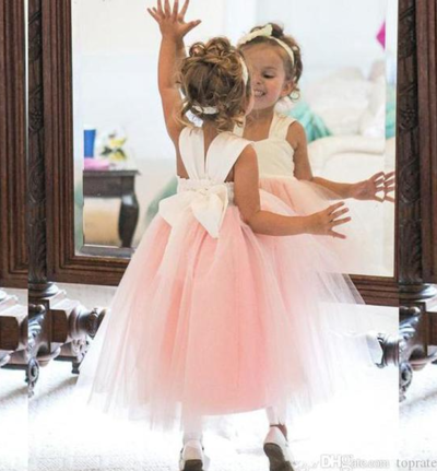 Cute A Line Pink Tulle Flower Girl Dresses