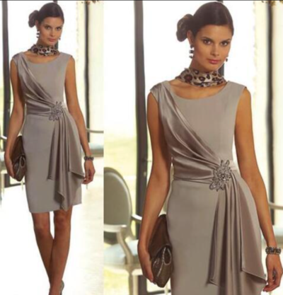 Cap Sleeve Mother Of the Bride Dresses Sheath With Scoop Neck