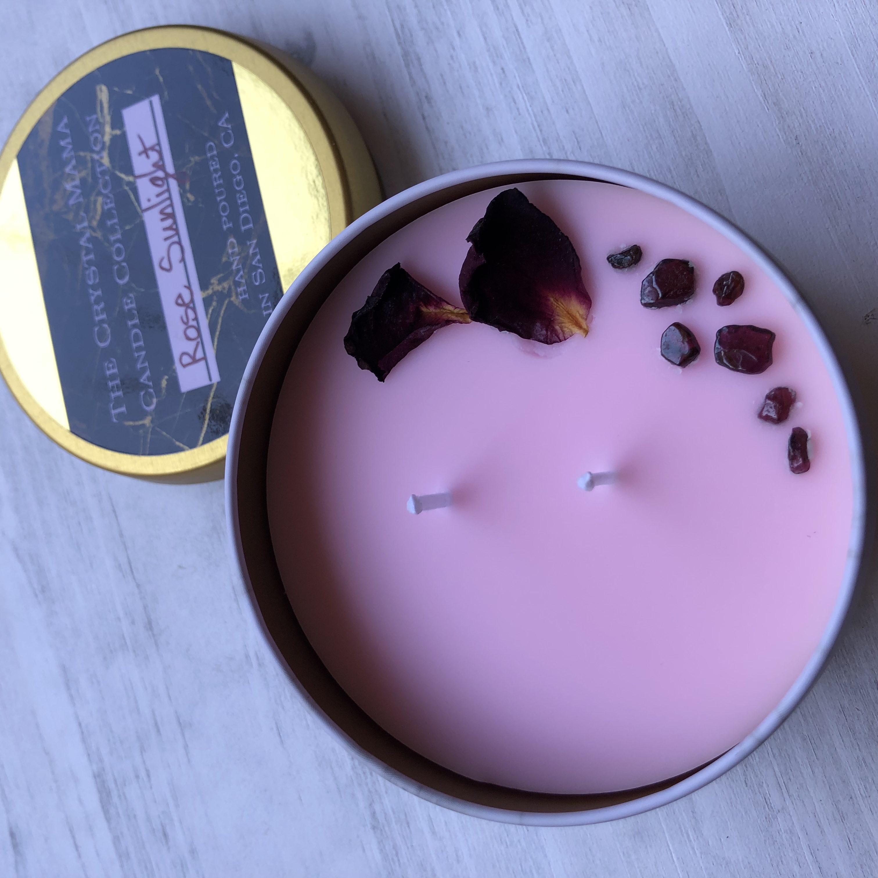 “Rose Sunlight” Crystal Candle