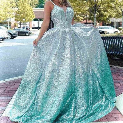 Gradient prom dresses spaghetti straps - Thumbnail 5