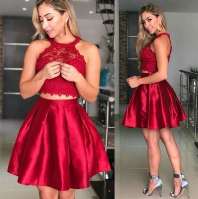 Two Piece Homecoming Dresses Short Prom Dress
