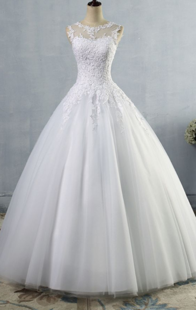 A Line Lace Ball Gown Wedding Dresses