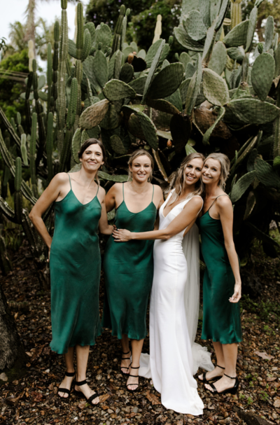 Sheath Hunter Green Silk Satin Short Bridesmaid Dress