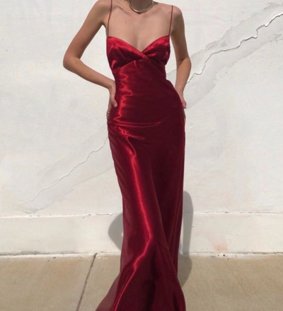 Spaghetti Straps Backless Long Evening Dress Sexy Prom Dress