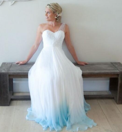 One Shoulder Ombre Prom Dress, Chiffon Prom Dresses