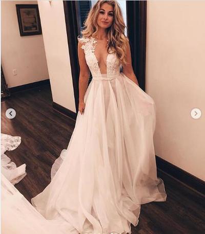 Fairy A-Line White Beach Wedding Dresses