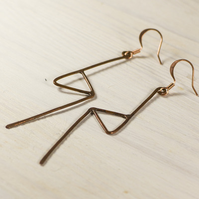 Handmade Copper Zigzag Earrings
