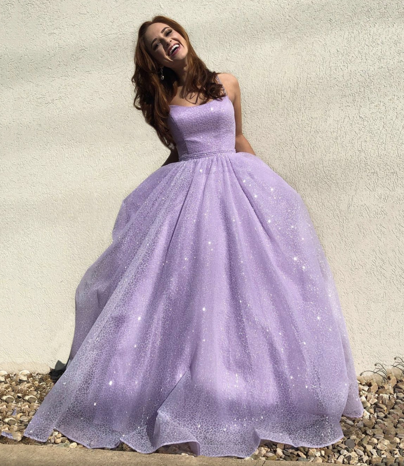 Purple tulle long A line prom dress purple evening dress