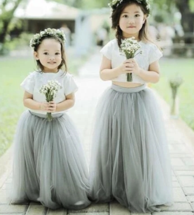 Sweet Two Piece Tulle Flower Girl Dresses