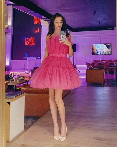 Princess A-Line Strapless Pink Tulle Short Evening Party Dresses,Homecoming Dresses