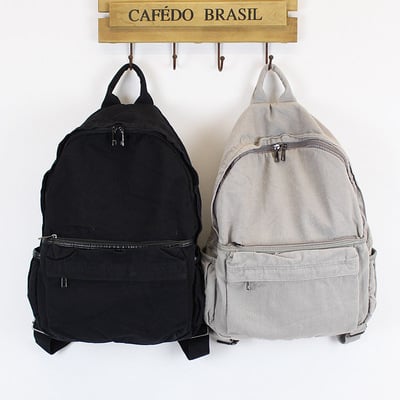 Vintage solid color travel backpack - Thumbnail 5