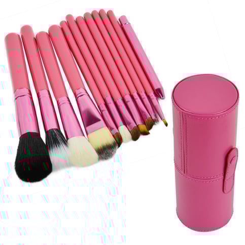12 Piece Professional Makeup Brush Set with Leather Case