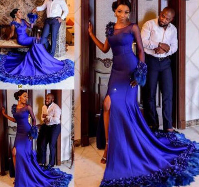 Royal Blue Prom Dresses with Full Sleeves