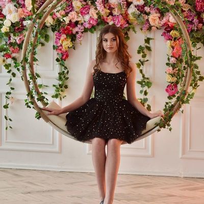 Unique a-line scoop neck black short homecoming dresses 2021-2022 - Thumbnail 3