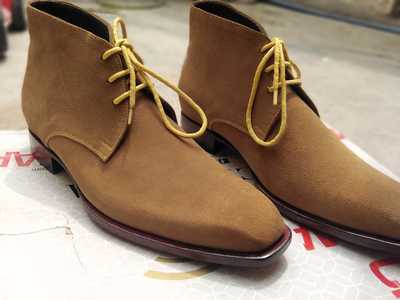 Classic Handmade Brown Chukka Lace Up Suede Formal Wear Boot