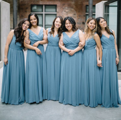 A line V Neck Long Bridesmaid Dresses for Wedding Party